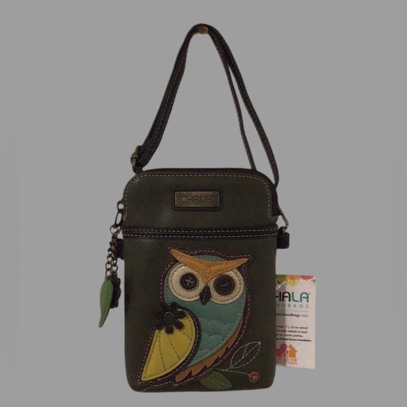 New CHALA Owl Vegan Leather Convertible Dark Green Bag with 2 Straps - Picture 4 of 14
